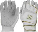 }b` Y obeBOO[u Marucci Adult Gold Signature Series Batting Gloves - White/Gold