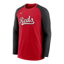 ナイキ メンズ スウェットシャツ Nike Reds Authentic Pregame Raglan Sweatshirt - Red/Black