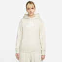 iCL fB[X p[J[ Women's Nike Sportswear Logo Club Fleece Pullover Hoodie - Oatmeal Heather/White
