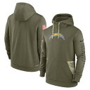 ナイキ メンズ パーカー Los Angeles Chargers Nike 2022 Salute to Service Therma Performance Pullover Hoodie - Olive NFL サルート おしゃれ ブランド