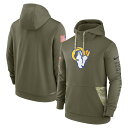 ナイキ メンズ パーカー Los Angeles Rams Nike 2022 Salute to Service Therma Performance Pullover Hoodie - Olive NFL サルート おしゃれ ブランド