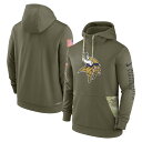 ナイキ メンズ パーカー Minnesota Vikings Nike 2022 Salute to Service Therma Performance Pullover Hoodie - Olive NFL サルート おしゃれ ブランド