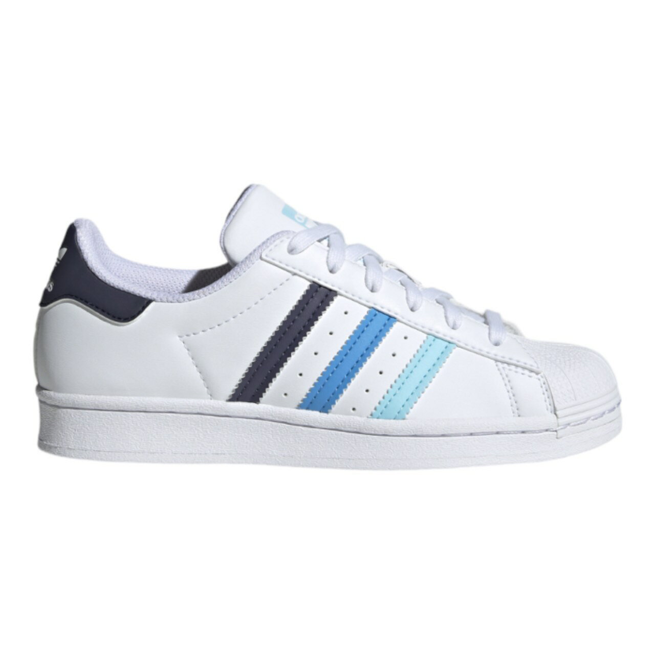 楽天trois　HOMMEアディダス オリジナルス キッズ スニーカー スーパースター adidas Originals Superstar GS - White/Bliss Blue/Pulse Blue 白 ホワイト 靴 通学