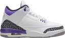 ジョーダン キッズ バッシュ Jordan Kids' GS Air Jordan 3 Retro - White/Black/Purple 白 ホワイト バスケットシューズ ミニバス 子供 男の子 女の子