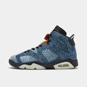 ジョーダン レトロ6 キッズ/レディース Air Jordan Retro 6 GS スニーカー Washed Denim/Black/Sail/Varsity Red