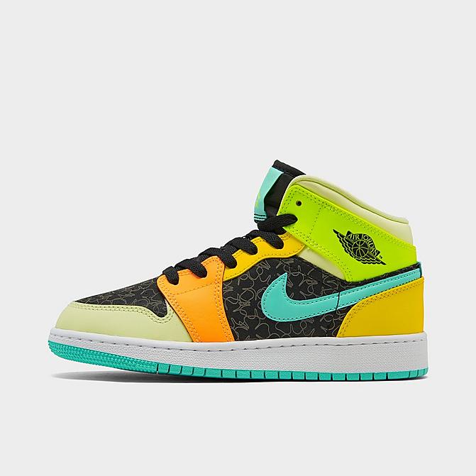 ジョーダン1 キッズ/レディース バッシュ Air Jordan 1 Mid SE GS スニーカー Black/Aurora Green/Opti Yellow