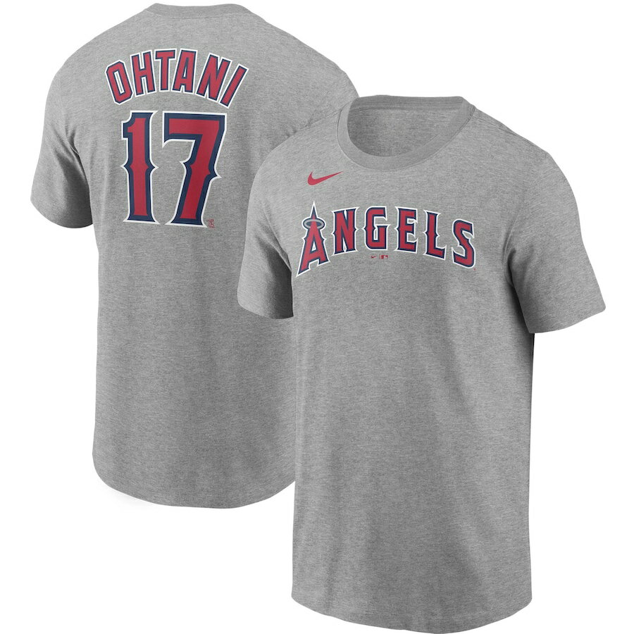 ナイキ メンズ Tシャツ Shohei Ohtani Los Angeles Angels Nike Name Number T-Shirt 半袖 Gray