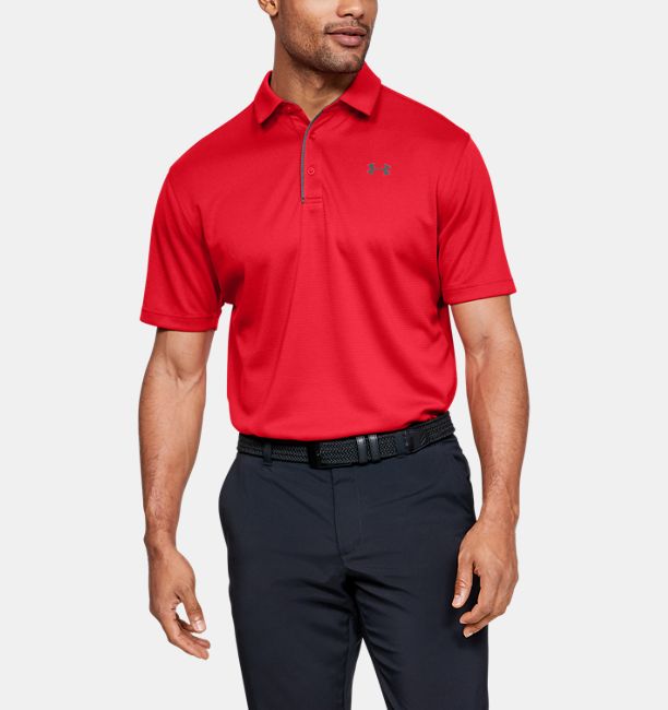 アンダーアーマー メンズ Under Armour Tech Golf Polo Shirt ゴルフ ポロシャツ Red / Graphite