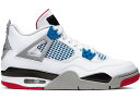 ジョーダン キッズ/レディース レトロ4 バッシュ Air Jordan Retro 4 GS スニーカー White/Military Blue/Fire R...