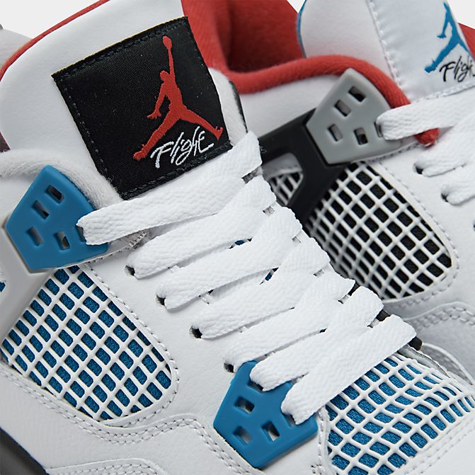 ���硼���� ���å�/��ǥ����� ��ȥ�4 �Хå��� Air Jordan Retro 4 GS ���ˡ����� White/Military Blue/Fire Red/Tech Grey
