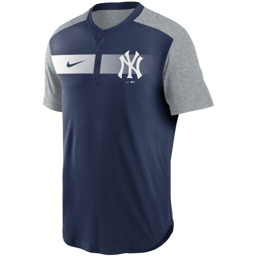 ナイキ メンズ Tシャツ New York Yankees Nike Fade Performance Tri-Blend Henley T-Shirt 半袖 Navy