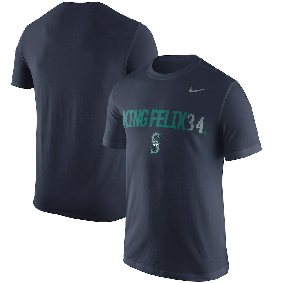 ナイキ メンズ "Felix Hernandez" Seattle Mariners Nike Nickname Name & Number Performance T-Shirt Tシャツ 半袖 Navy