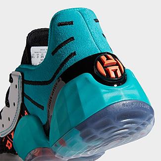 trois HOMMEのアディダス キッズ ハーデン4 adidas Harden Vol. 4 GS バッシュ Black/Signal Coral/Aqua｜アングル3