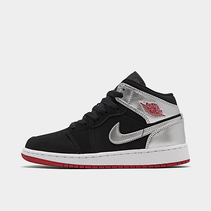 ジョーダン キッズ/レディース Air Jordan 1 Mid SE GS スニーカー Black/Gym Red/Metallic Silver/White