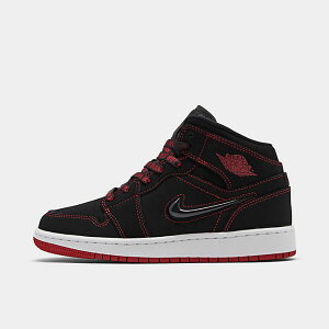 ジョーダン1 キッズ/レディース バッシュ Air Jordan 1 Mid SE GS スニーカー Black/Gym Red/White