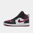 ジョーダン キッズ/ジュニア バッシュ Air Jordan 1 Mid PS スニーカー Black/Noble Red/White