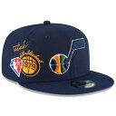 j[G Y Lbv WY Utah Jazz New Era Back Half 9FIFTY Snapback Adjustable Hat - Navy