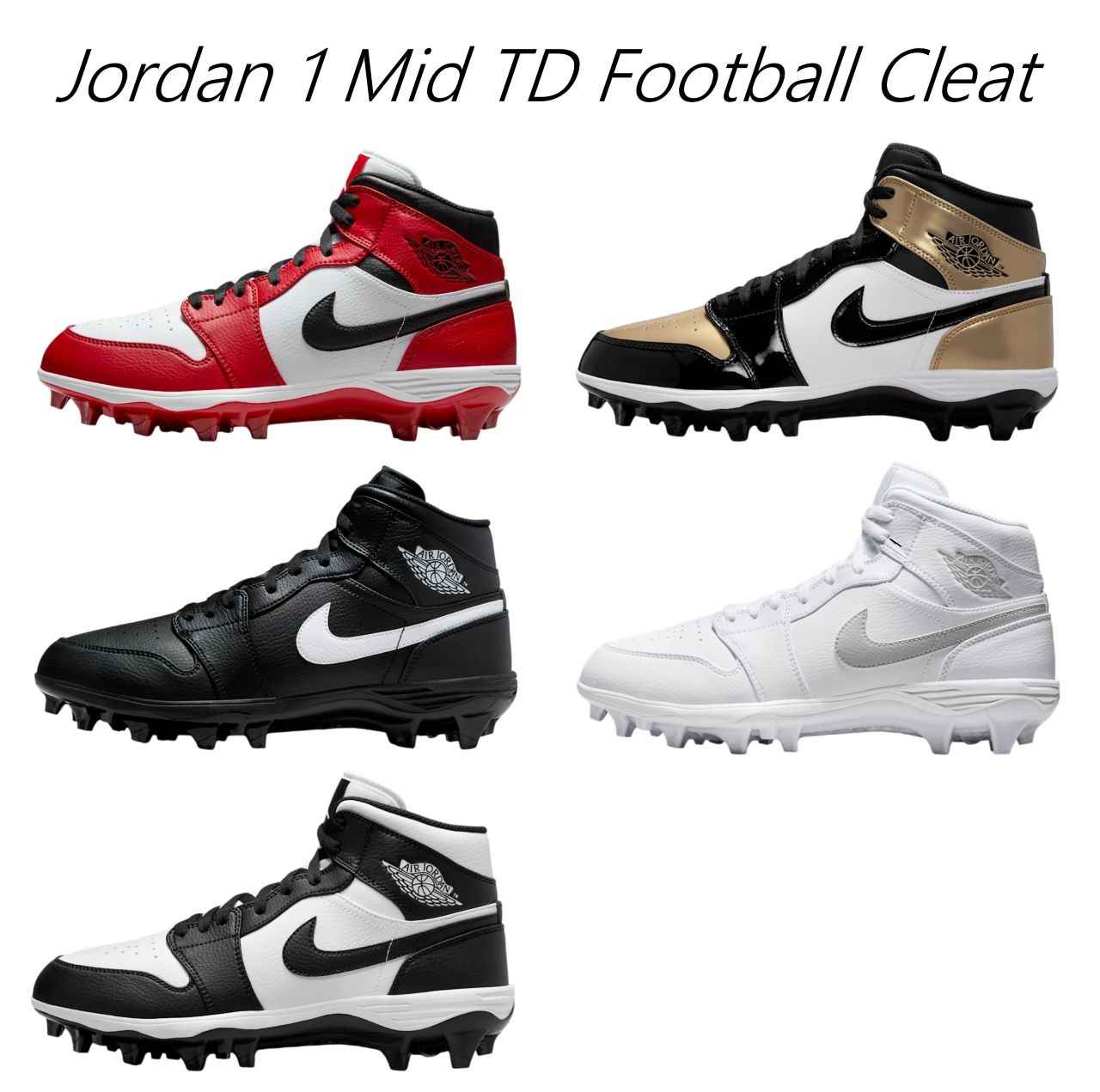 鞋 - スパイク スパイクレス フットボール アメフト メンズ ナイキ ジョーダン1ミッド nike jordan スポーツ ブランド 黒 白 靴 シューズ 海外