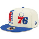 ニューエラ メンズ キャップ シクサーズ Philadelphia 76ers New Era 2022 NBA Draft 9FIFTY Snapback Adjustable Hat - Cream/Royal