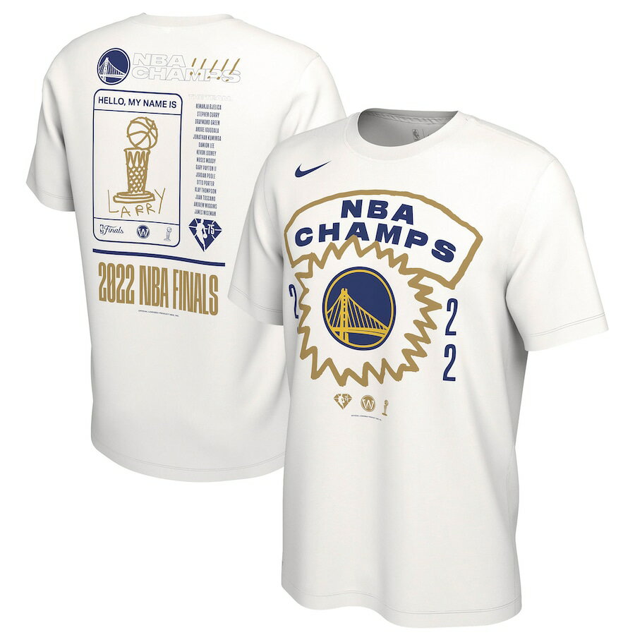 ナイキ メンズ Tシャツ ウォリアーズ Golden State Warriors Nike 2022 NBA Finals Champions Roster T-Shirt - White