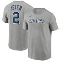 iCL Y TVc Derek Jeter New York Yankees Nike Name & Number T-Shirt  Gray