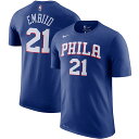 iCL Y TVc Joel Embiid Philadelphia 76ers Nike Player Name & Number Performance T-Shirt  Royal