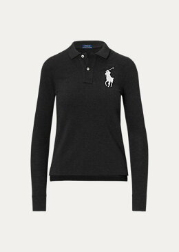 ポロ ラルフローレン レディース Polo Ralph Laure Skinny Fit Big Pony Polo ポロシャツ 長袖 Polo Black