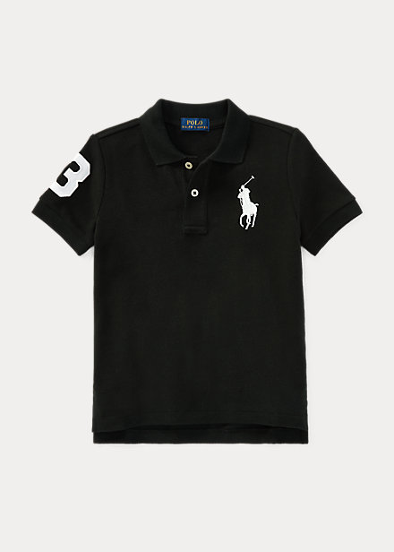 ラルフローレン 2T-7 ボーイズ/キッズ Polo Ralph Lauren Big Pony Cotton Mesh Polo ポロシャツ 半袖 Polo Black/White 男の子