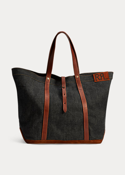 ポロ ラルフローレン メンズ RRL Ralph Lauren Leather-Trim Denim Tote トートバッグ Indigo