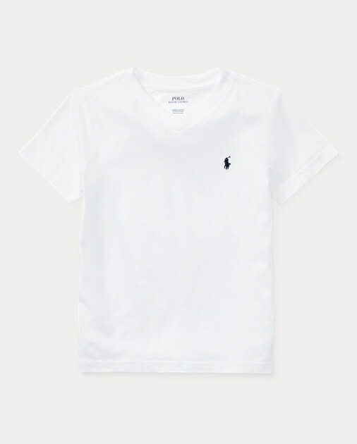 ラルフローレン ボーイズ/キッズ Polo Ralph Lauren Cotton Jersey V-Neck T-Shirt Tシャツ 半袖 WHITE