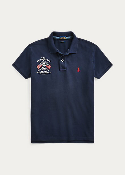 ポロ ラルフローレン レディース Polo Ralph Laure Classic Fit Eagle Polo Shirt ポロシャツ 半袖 Cruise Navy