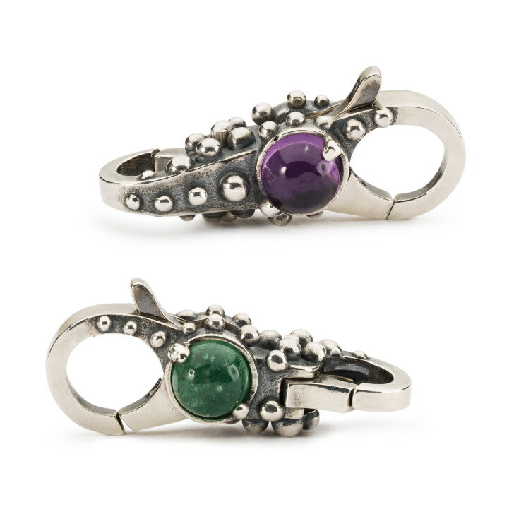 トロールビーズ Trollbeads パープル＆グリーン・クラスプ Purple & Green Clasp シルバー Silver 天然石 Gemstone コンビ Combination ロック Lock ネイチャーズパワー Nature's Powers