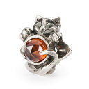 トロールビーズ Trollbeads プレシャス パウズ ビーズ Precious Paws Bead シルバー Silver 天然石 Gemstone ねこ ネコ 猫 Cat ペット Pet ヘソナイトガーネット Hessonite Garnet アニマル Animal ラブ オブ パウズ Love of Paws オータム フォール