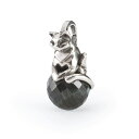 トロールビーズ Trollbeads トランキル タイガー・ペンダント Tranquil Tiger Pendant チャーム Charm シルバー Silver 天然石 Gemstone ブルータイガーアイ Blue Tiger Eye トラ 虎 アニマル ラブ オブ パウズ Love of Paws オータム フォール