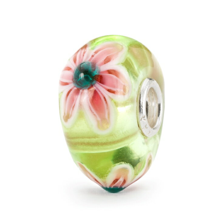 トロールビーズ Trollbeads ピンク フラワー・ビーズ Pink Flower Bead ガラス Glass 限定 リミテッドエディション Limited Edition ピープルズユニーク People's Uniques 2023 グリーン ピンク 花 はな