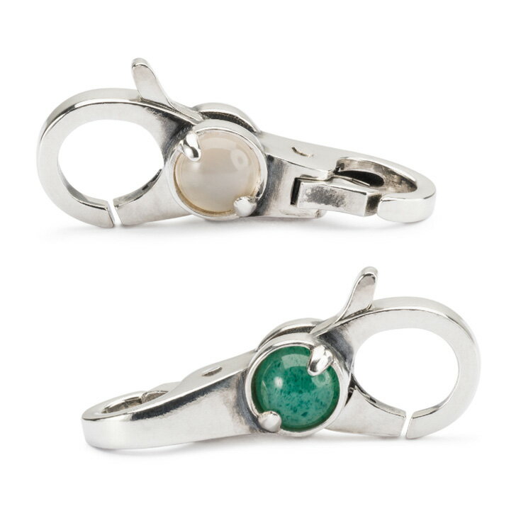 トロールビーズ Trollbeads ホワイト＆グリーン・クラスプ White & Green Clasp シルバー Silver 天然石 Gemstone ロック Lock ニューウィズダム New Wisdom