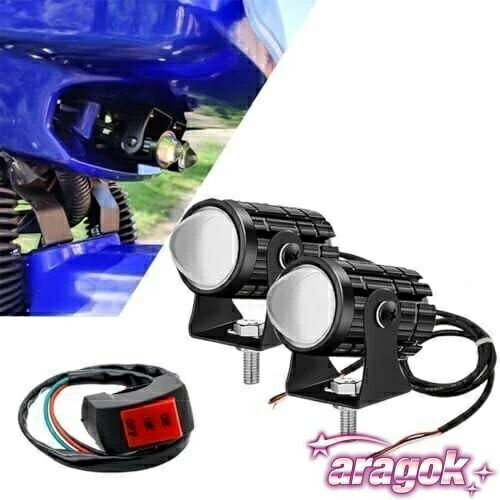 樂天商城 - 【全品2点で5%OFF】バイク フォグランプ LED 2色切り替え ホワイト イエロー 常時点灯 補助灯 車外灯 小型 前照