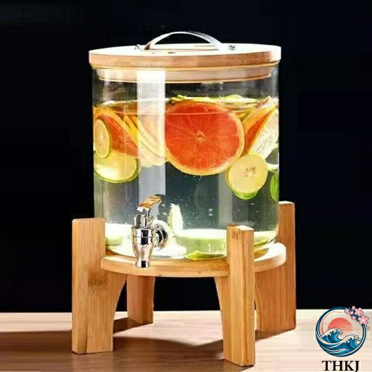 TR online storeの【全品5%ポイント】ドリンクサーバー 保存ボトル ガラス 大容量 ウォーターサーバー ドリンクサーバー 飲料ポット 5L ガラス瓶 貯蔵容器 ボトル 蛇口付き ガラス製｜アングル2