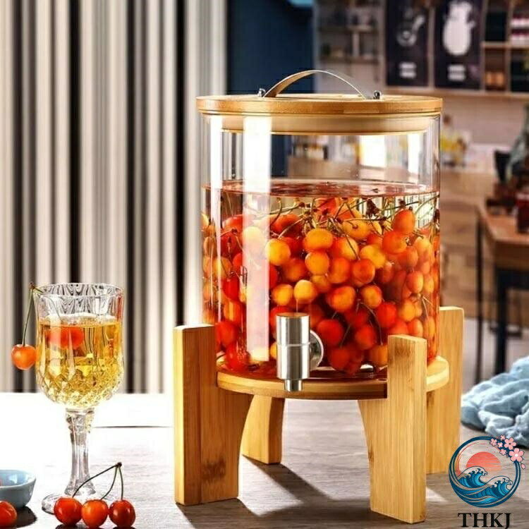 TR online storeの【全品5%ポイント】ドリンクサーバー 保存ボトル ガラス 大容量 ウォーターサーバー ドリンクサーバー 飲料ポット 5L ガラス瓶 貯蔵容器 ボトル 蛇口付き ガラス製｜アングル3