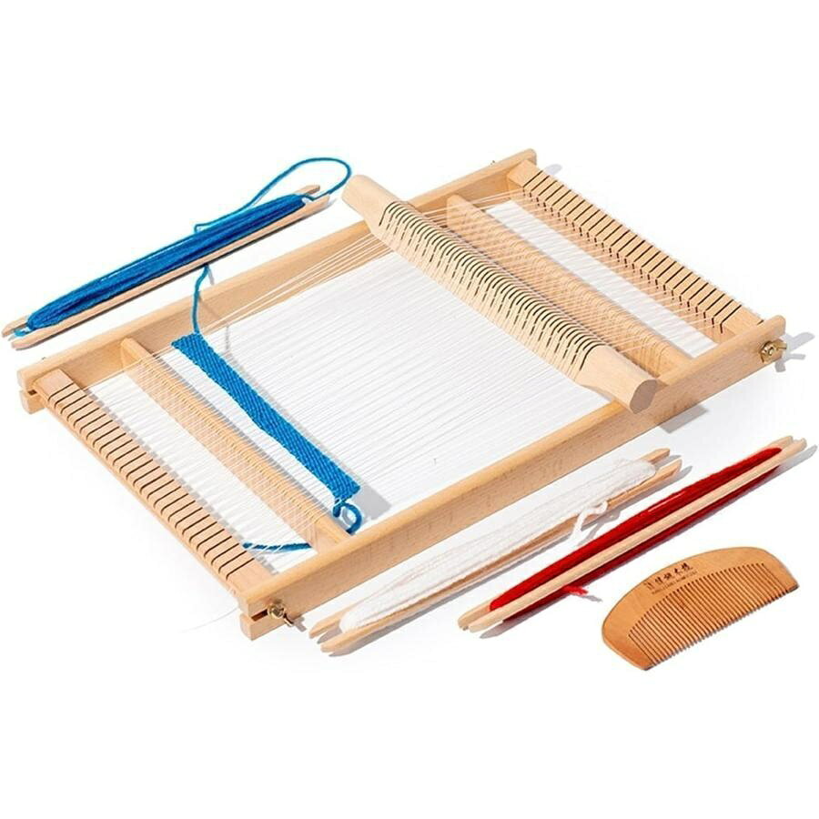 【全品2点で5%OFF】裂き織り機 編み機 機織り機 手織り機 卓上 木製調整可能 簡単 編む織機キット 卓上手織機 クリエイティブ 手織り機 ミシンウィービングフレーム 初心者 子供用