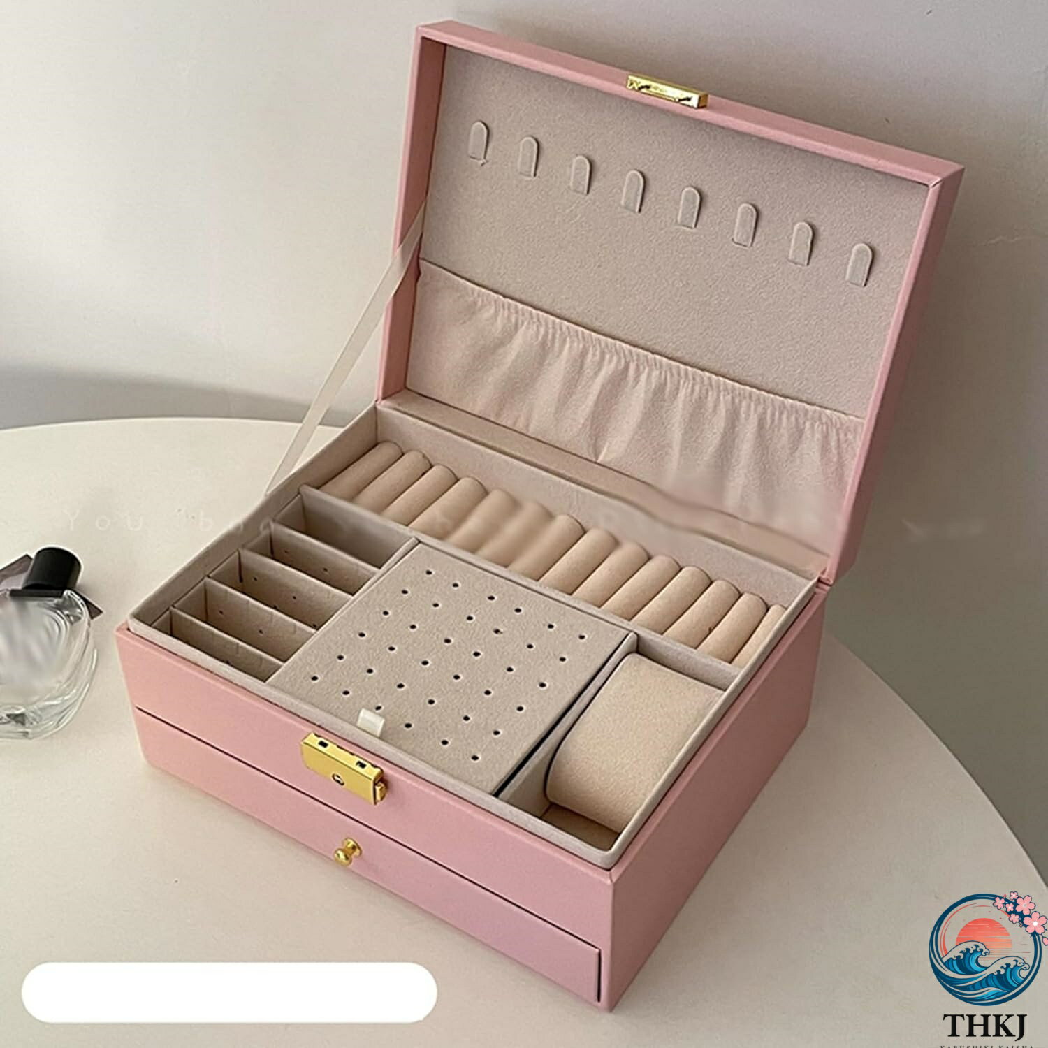 ジュエリーボックス PUレザー 取り外しトレイ 仕切り板 2層 引き出し式 レディース 宝石箱 シェルフアクセサリー収納 ジュエリー収納 大容量 アクセサリー入れ 旅行 防錆 密閉 北欧風 姫系 可愛