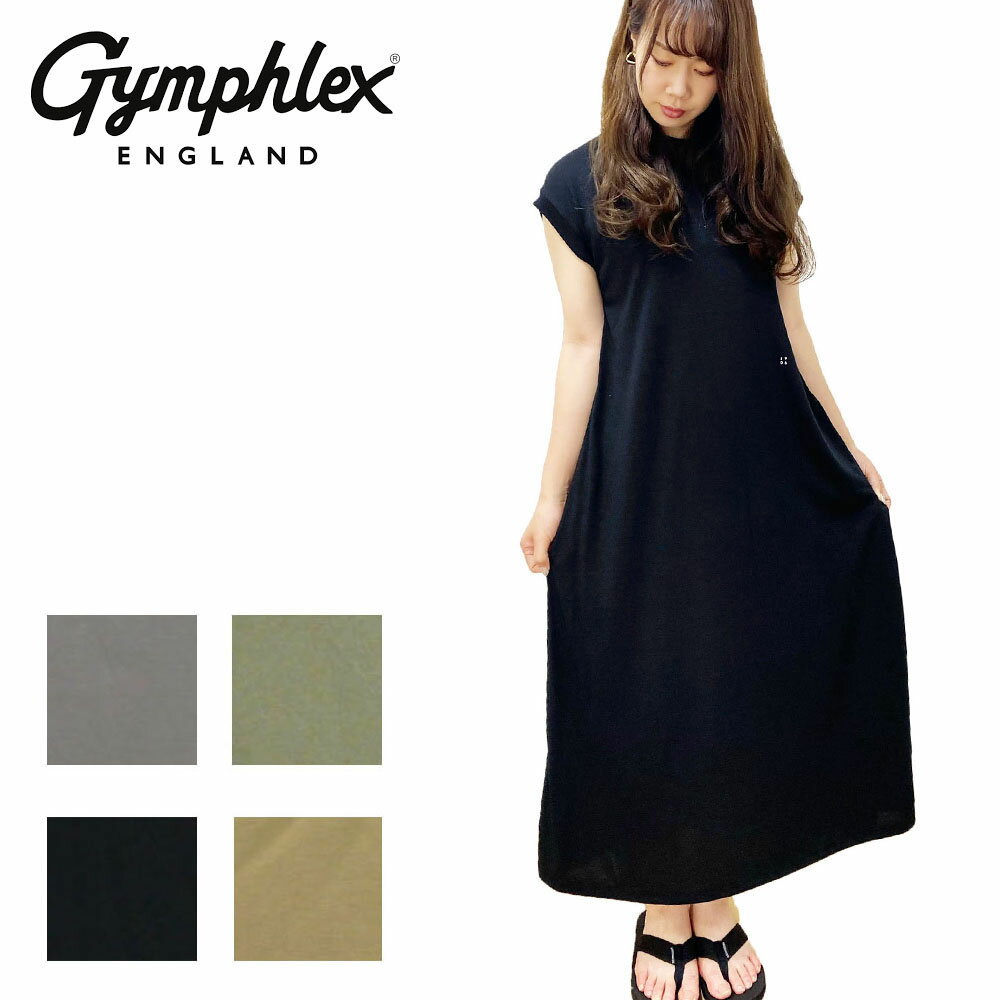 【SALE】Gymphlex【ジムフレックス】リサイクルポリエステルジャージー フレンチスリーブ ロングワンピース Lady 039 s【J-9274 RCP】