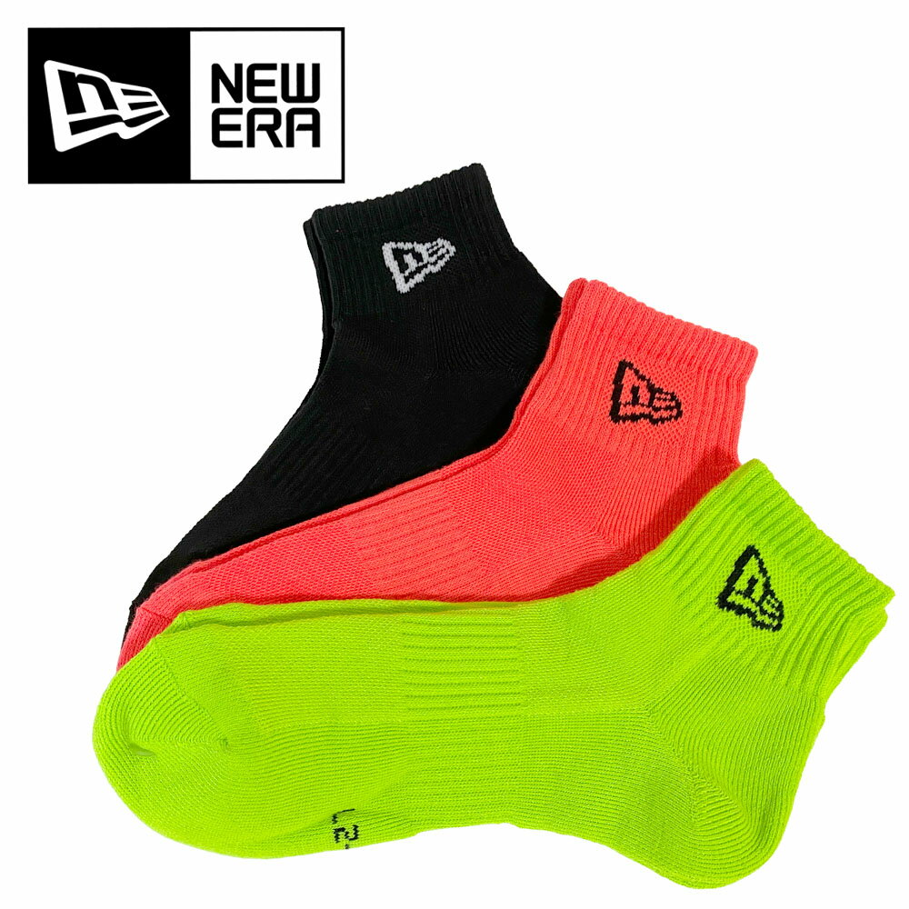 【2025AW】NEW ERA ニューエラ ソックス アンクル 3ペア ブラック/ネオンオレンジ/ネオングリーン 14518190