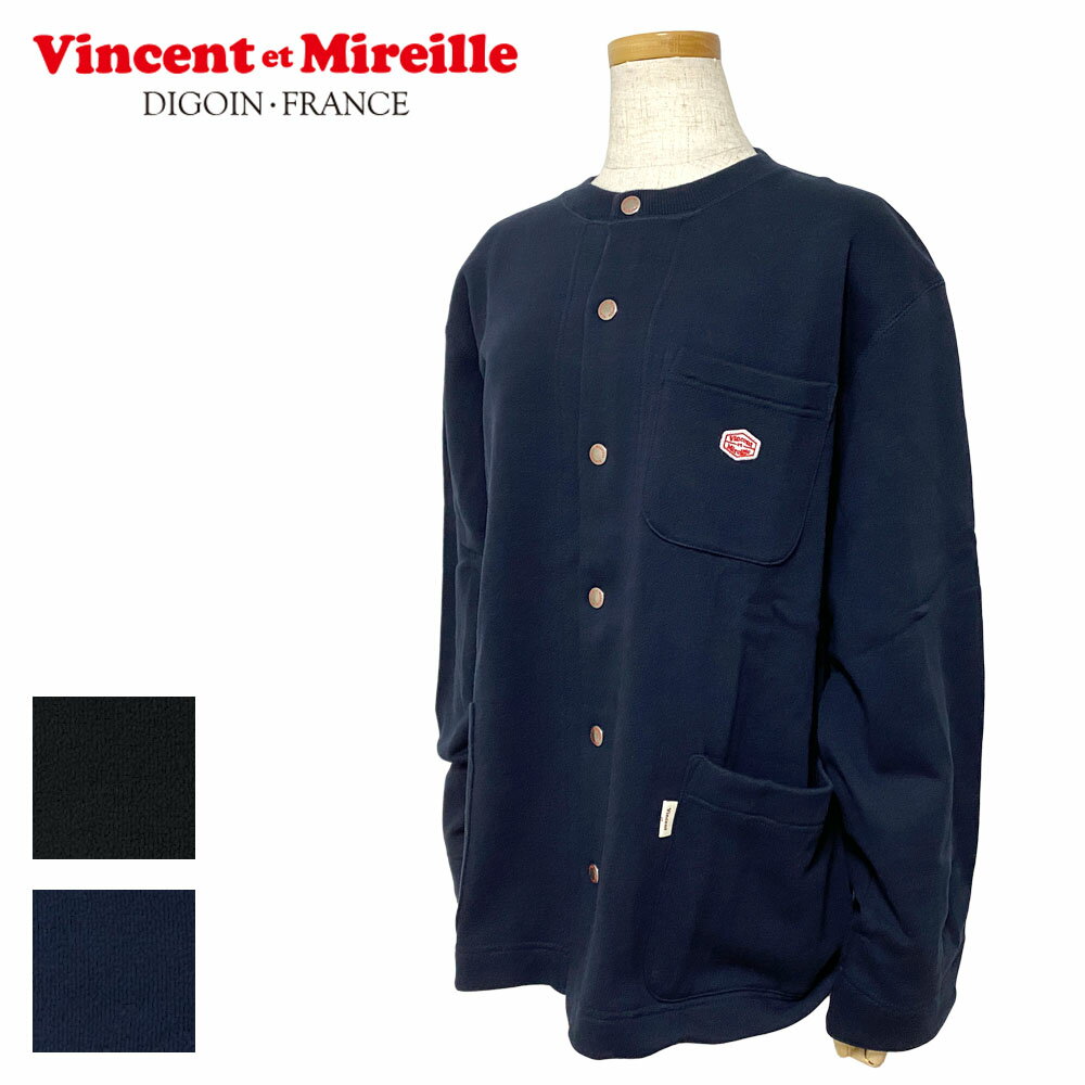 【20%OFF】Vincent et Mireille【ヴァンソンエミレイユ】裏毛スナップカーディガン (メンズ・レディース)【VM221UK12310】