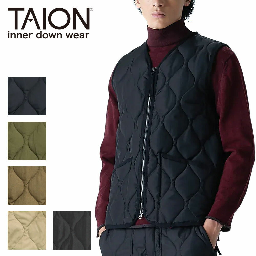 【2025AW】TAION タイオン ミリタリー Vネック ジップ ダウンベスト ユニセックス 001ZML-1 インナーダウン