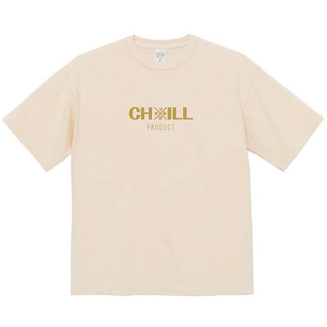 CHxILL PRODUCT(チルプロダクト) LOGO 刺繍 T-SHIRTS (ヴィンテージナチュラル/GOLD) 9.1オンス マグナムウェイト ビッグシルエット Tシャツ 超極厚生地＆ビッグシルエットの最上級グレードTシャツ ヘビーウェイト TS TEE