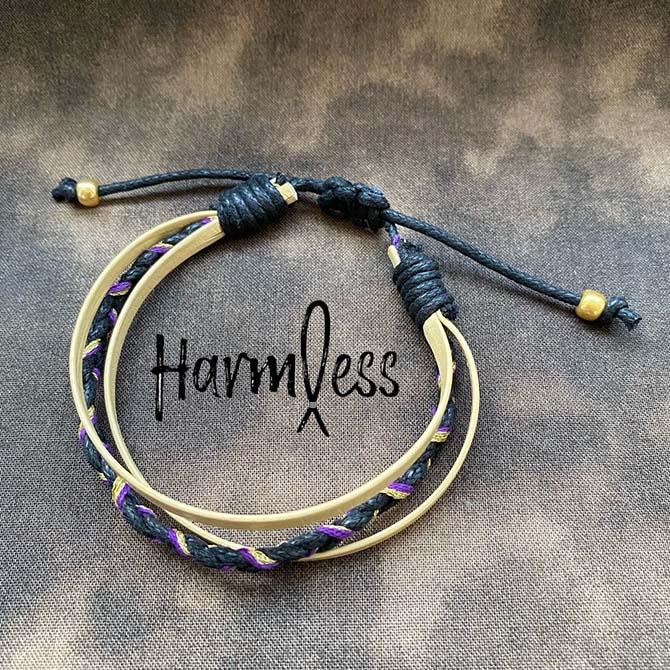 Harmless(ハームレス) BRACELET -Waterfall- (BEIGE/BLACK/PURPLE) 本革使用 ブレスレット アクセサリー 無害