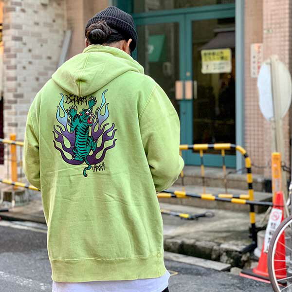 LEFLAH(レフラー) tiger ムラ染めパーカー (GOLD) 裏起毛 プルオーバーパーカー PULLOVER PARKA