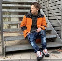 LサイズLEFLAH (レフラー) 2WAY ナイロンダウンジャケット (ORANGE) DOWN JACKET アウター