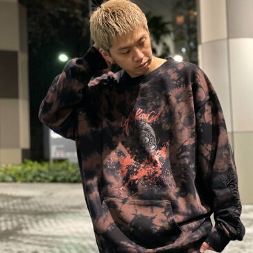 【セール/SALE-20】LEFLAH(レフラー) p-tatto tie-dye sweat（RED) 裏パイル クルーネックスウェット